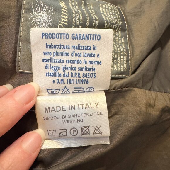 FEYEM Real Goose Down Filled Puffer Jacket Green Made in Italy Women's Size M - Picture 6 of 6